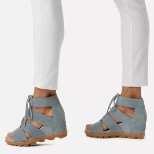 Sorel Women's  Joanie II Lace-up Wedge Sandals In Blue Size 8